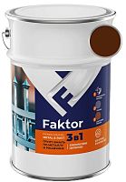 Грунт-эмаль FAKTOR на ржавчину 3 в 1 шоколадная RAL 8017, барабан 20 кг